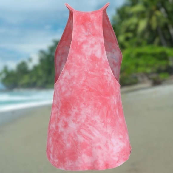 SALT LIFE Sundrenched Tie-Dye Halter-Style Relaxed Long Tank Top-NWT/Coral - Picture 2 of 12